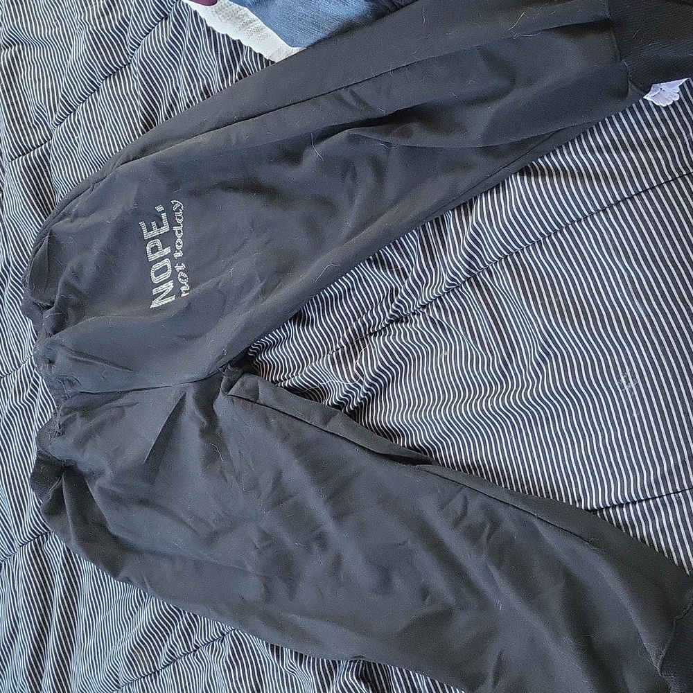 Source Unknown Black Track Pants with 'Nope, Not Today' Print